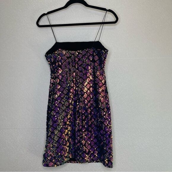TOPSHOP Diamond Sequin Mini Party Slip Dress 6 - Picture 4 of 6